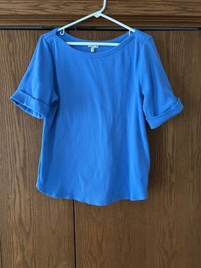 Talbots Bright Blue Short Sleeve Knit Top